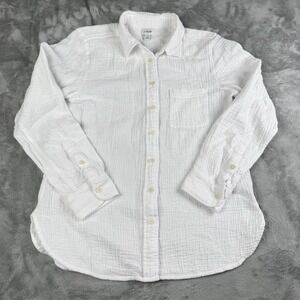 J. Crew Women's Small White Double-Gauze Cotton Button Down Shirt Long Sleeve